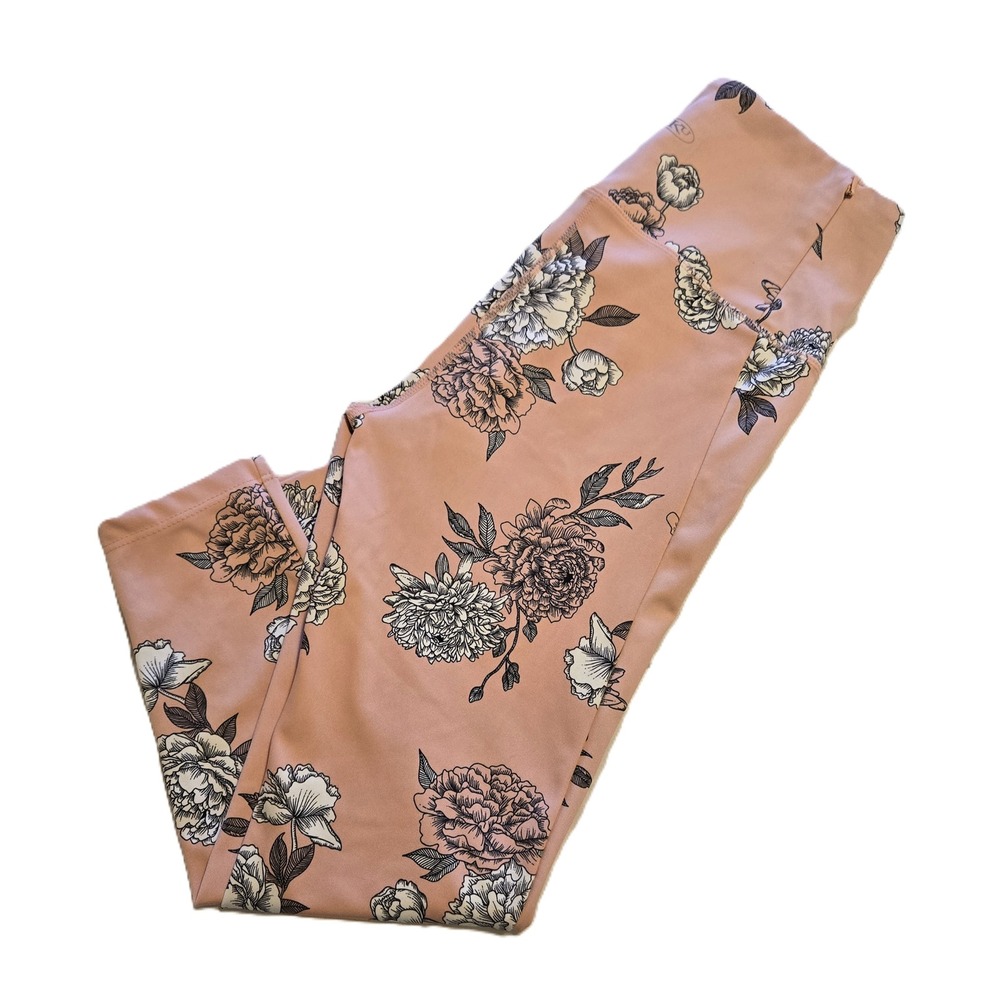 Kay Unger Floral Print Leggings Activewear‎ Athletic Workout Yoga Pants Medium